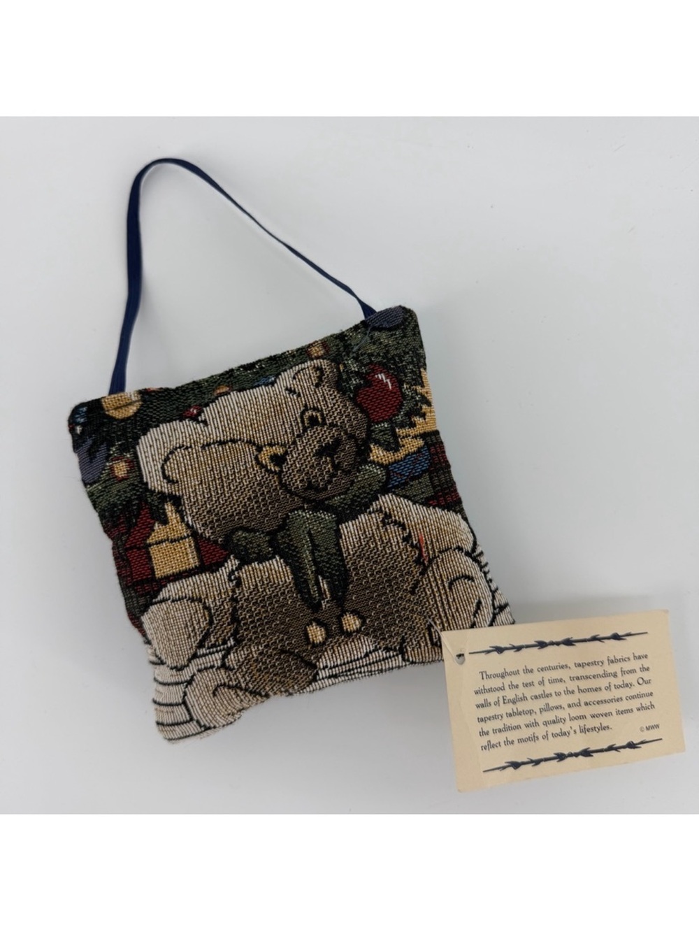 NEW Beary Christmas Tapestry Ornament, Door Hanger Pillow, Made in USA, NWT